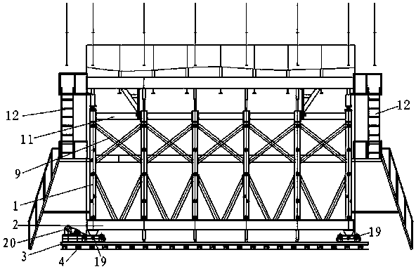 Secondary lining trolley structure in standard section of tunnel and splicing method