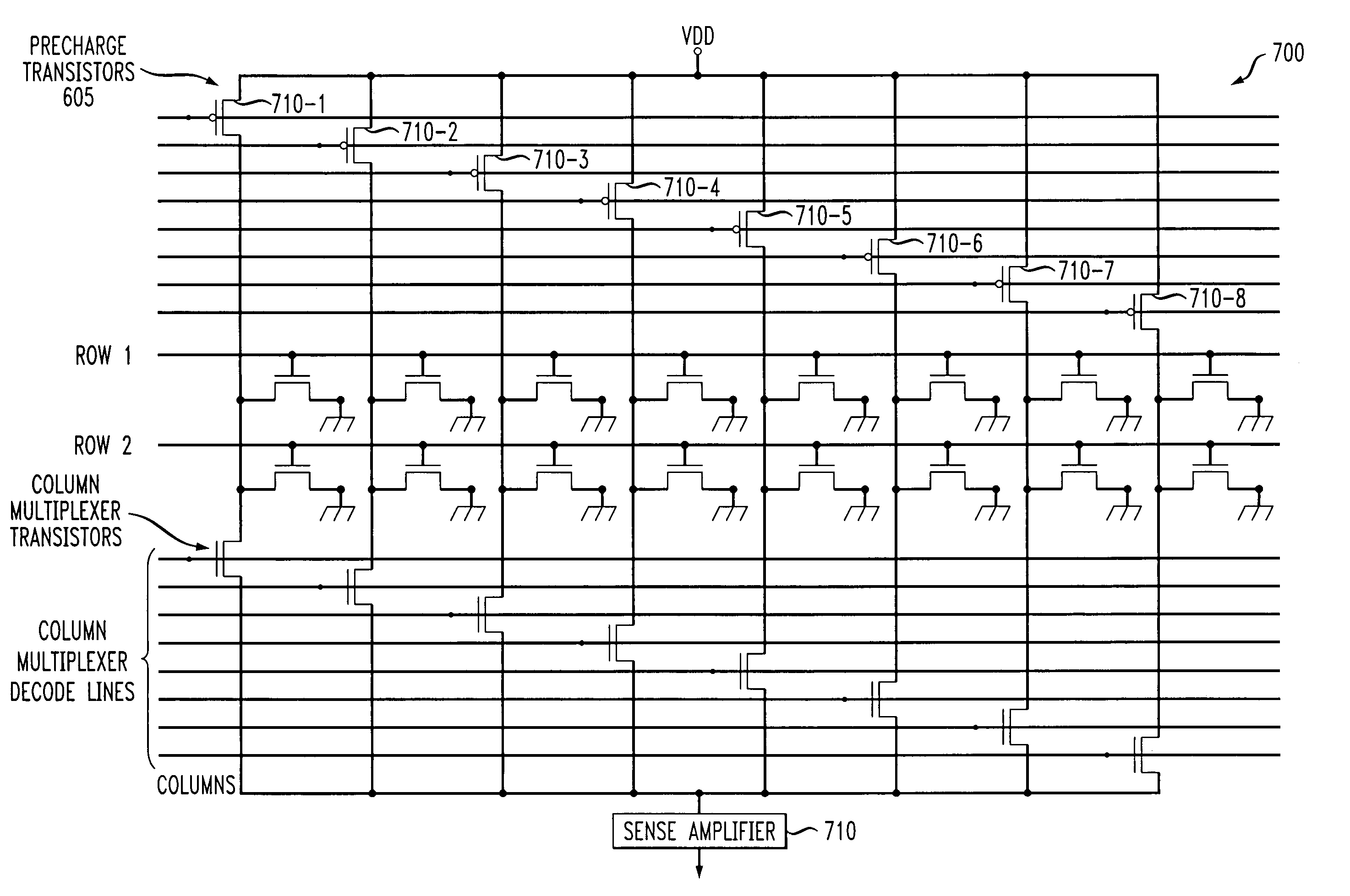 Method and apparatus for reducing leakage current in a read only memory device using pre-charged sub-arrays