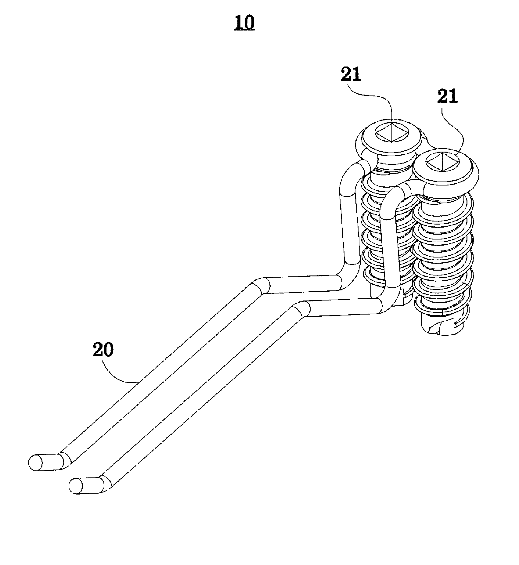 Fixed angle dual prong pin fixation system