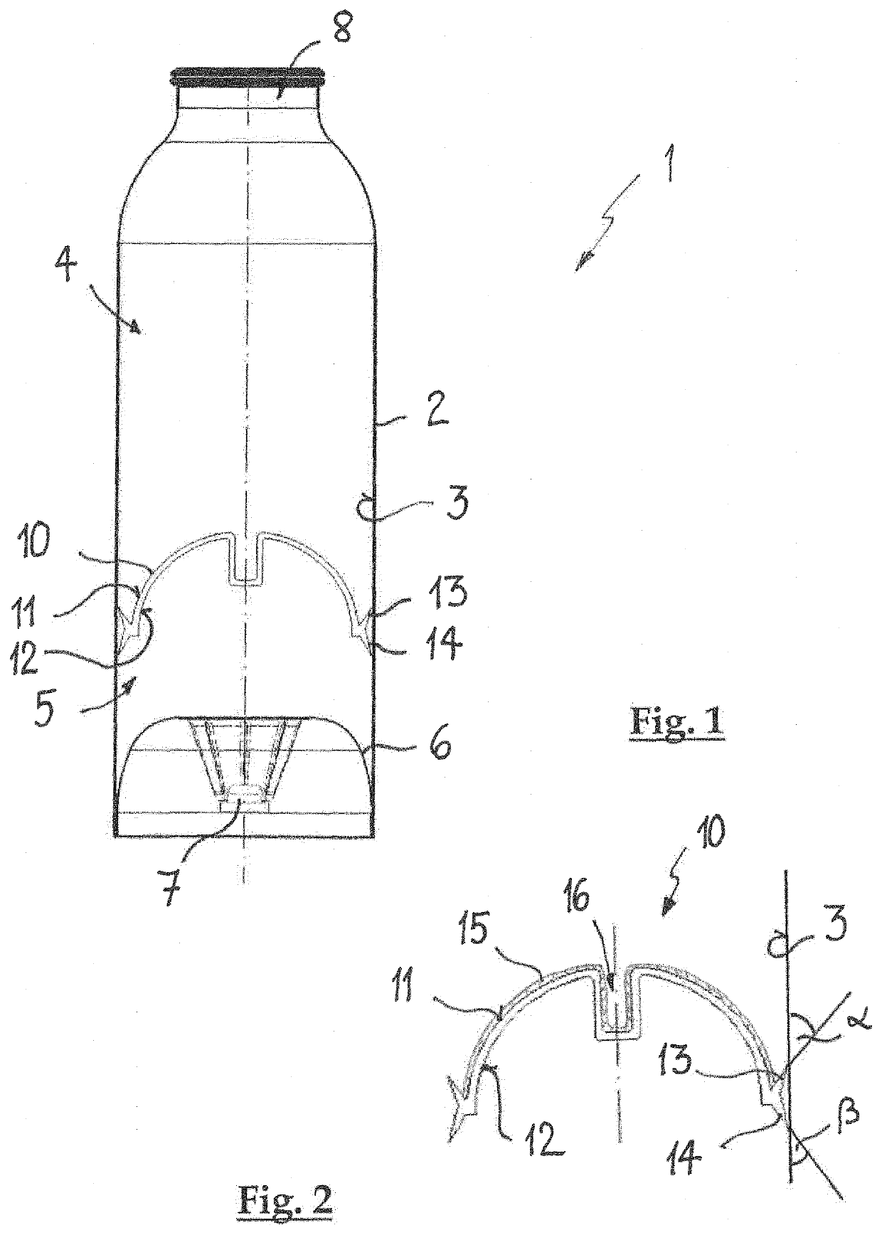 Pressure container of plastic