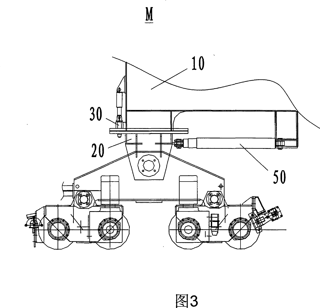 Self-steering orbit type container gantry crane and steering method thereof