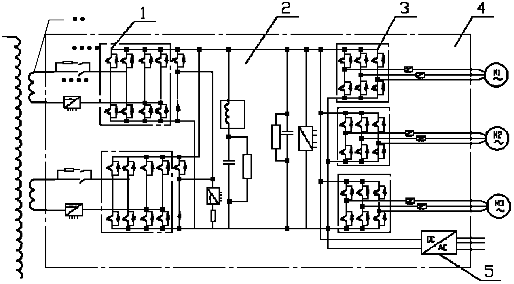 Locomotive traction converter