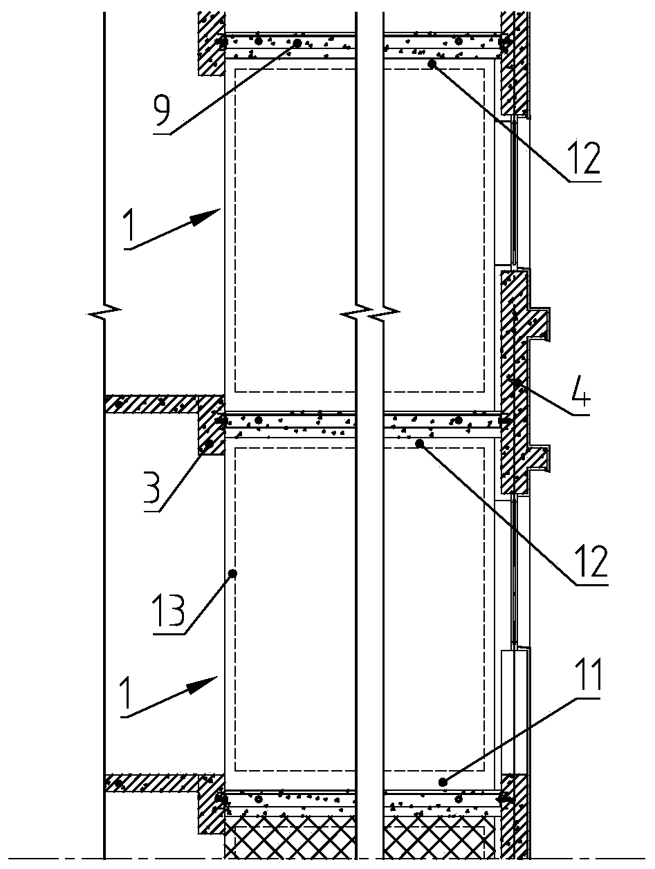 Building with prefabricated bathrooms and construction method of building