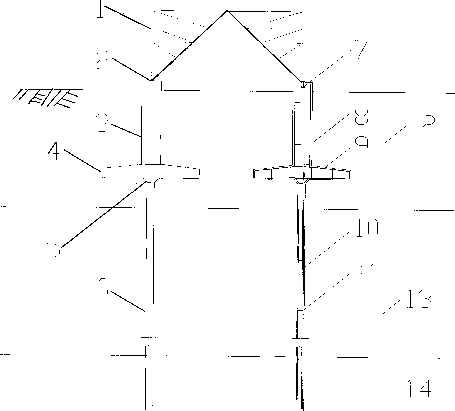 Method for pile plate base for ultra-high voltage electric power line steel tower on soft foundation