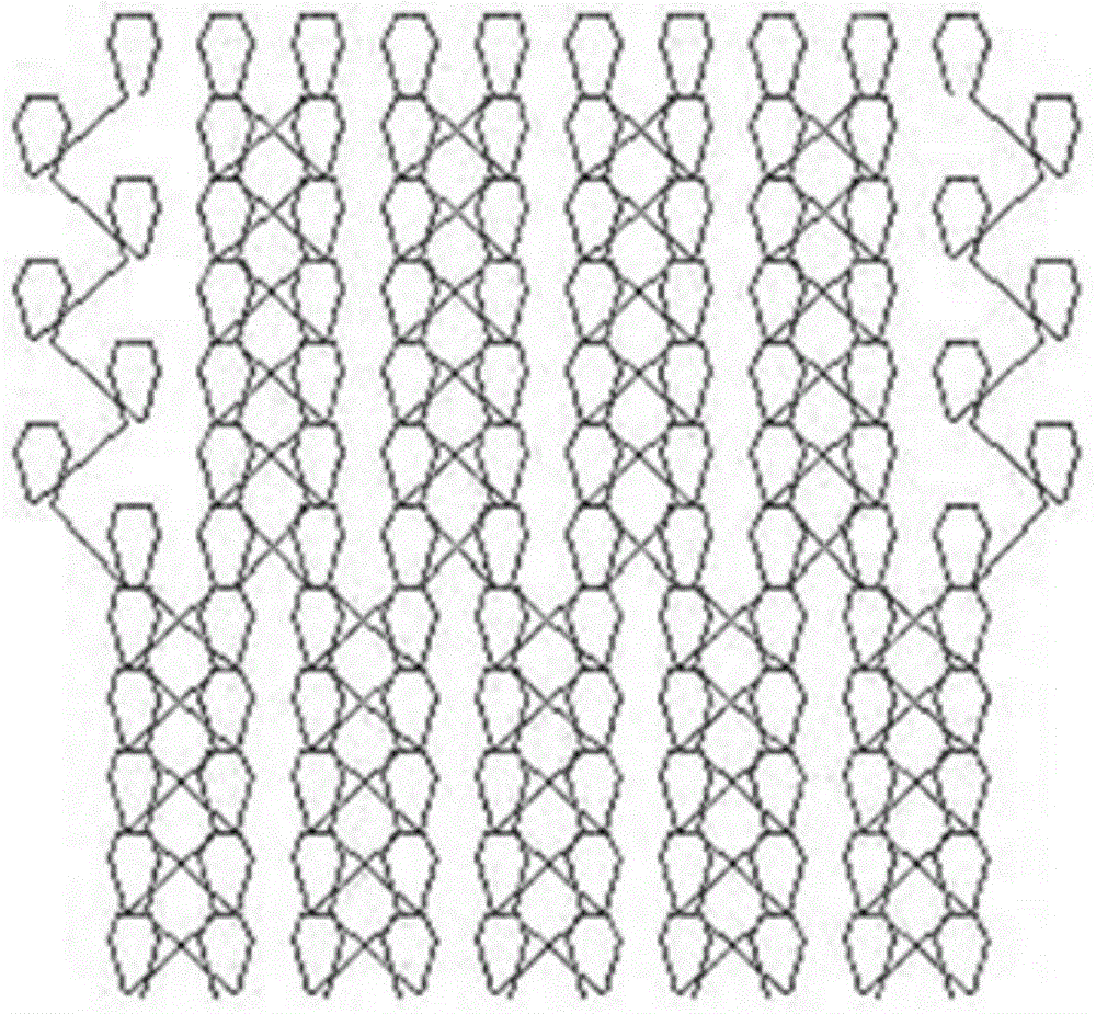 Negative poisson's ratio two-dimensional warp knitting fabric and weaving method thereof