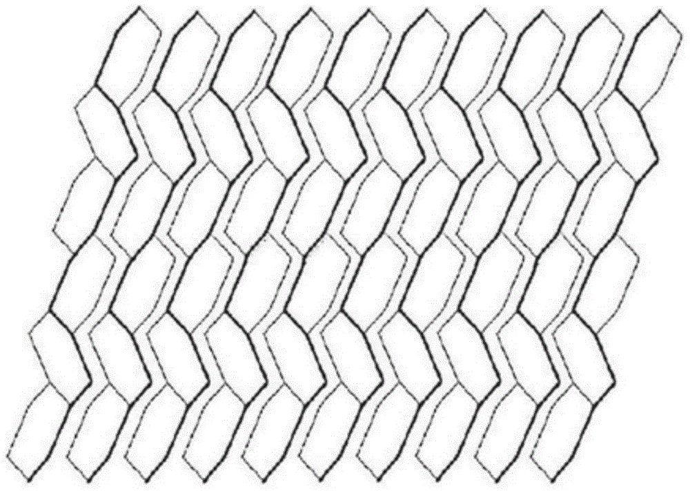 Negative poisson's ratio two-dimensional warp knitting fabric and weaving method thereof