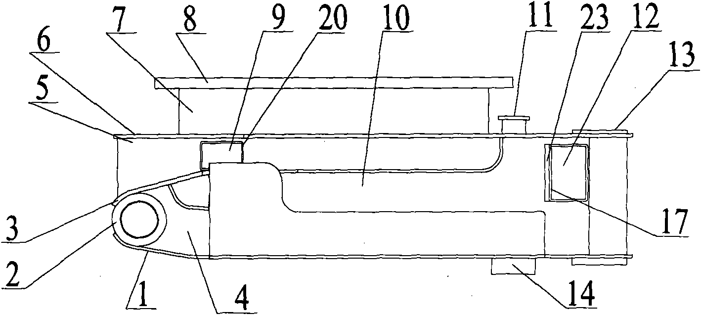 Excavator base with embedded auxiliary fuel tank