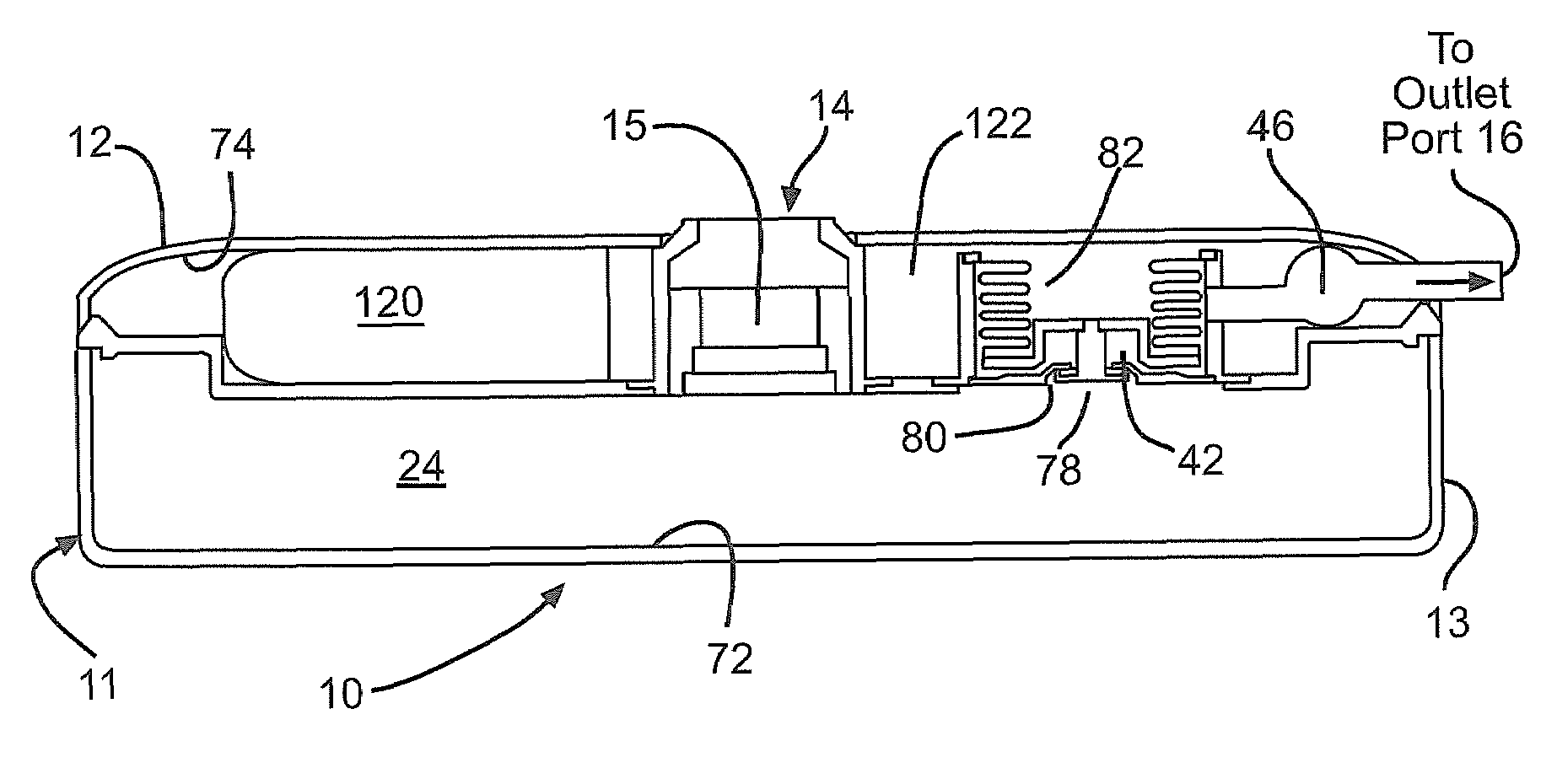 Implantable medication delivery device using pressure regulator