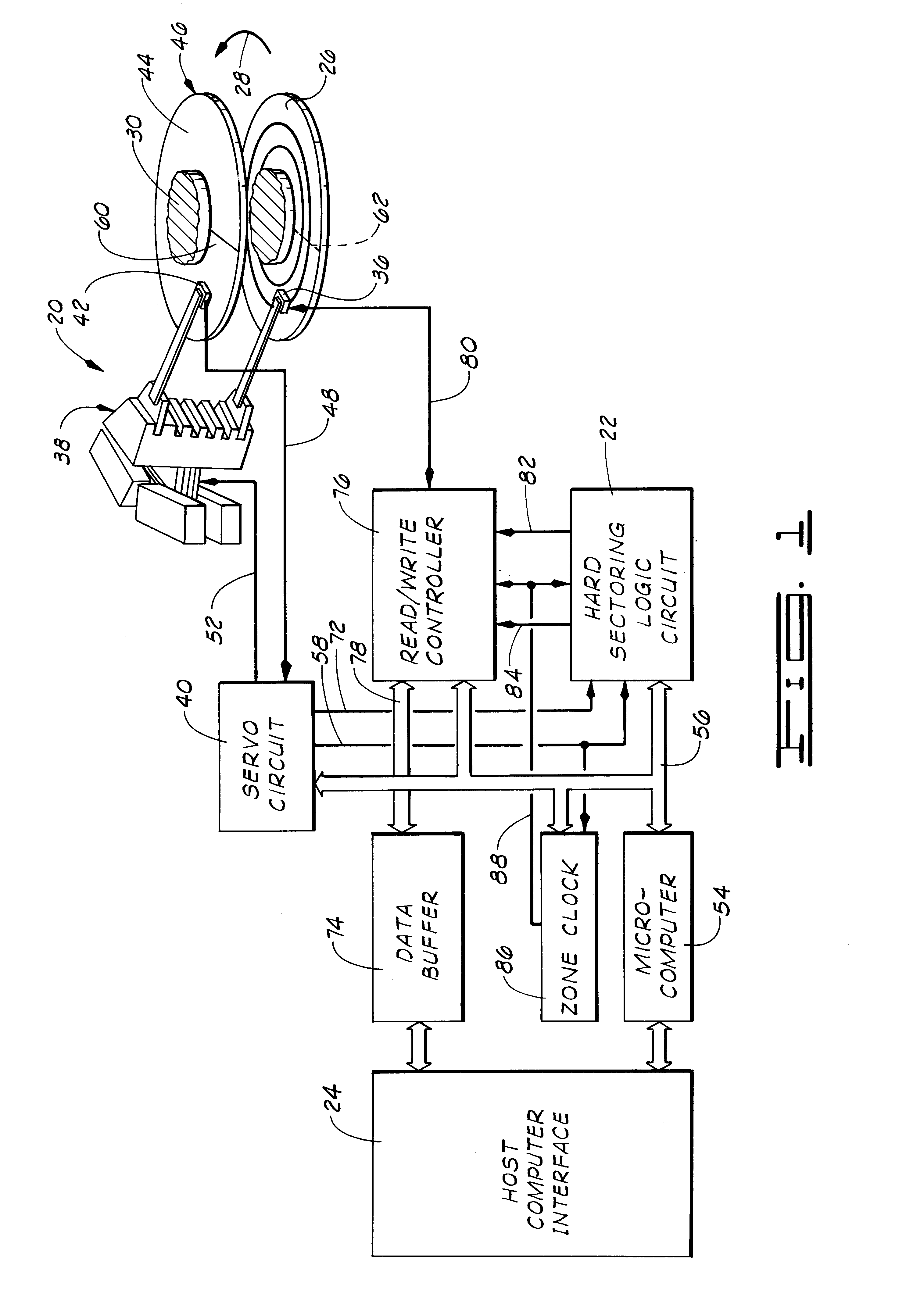 Hard sectoring circuit and method for a rotating disk data storage device