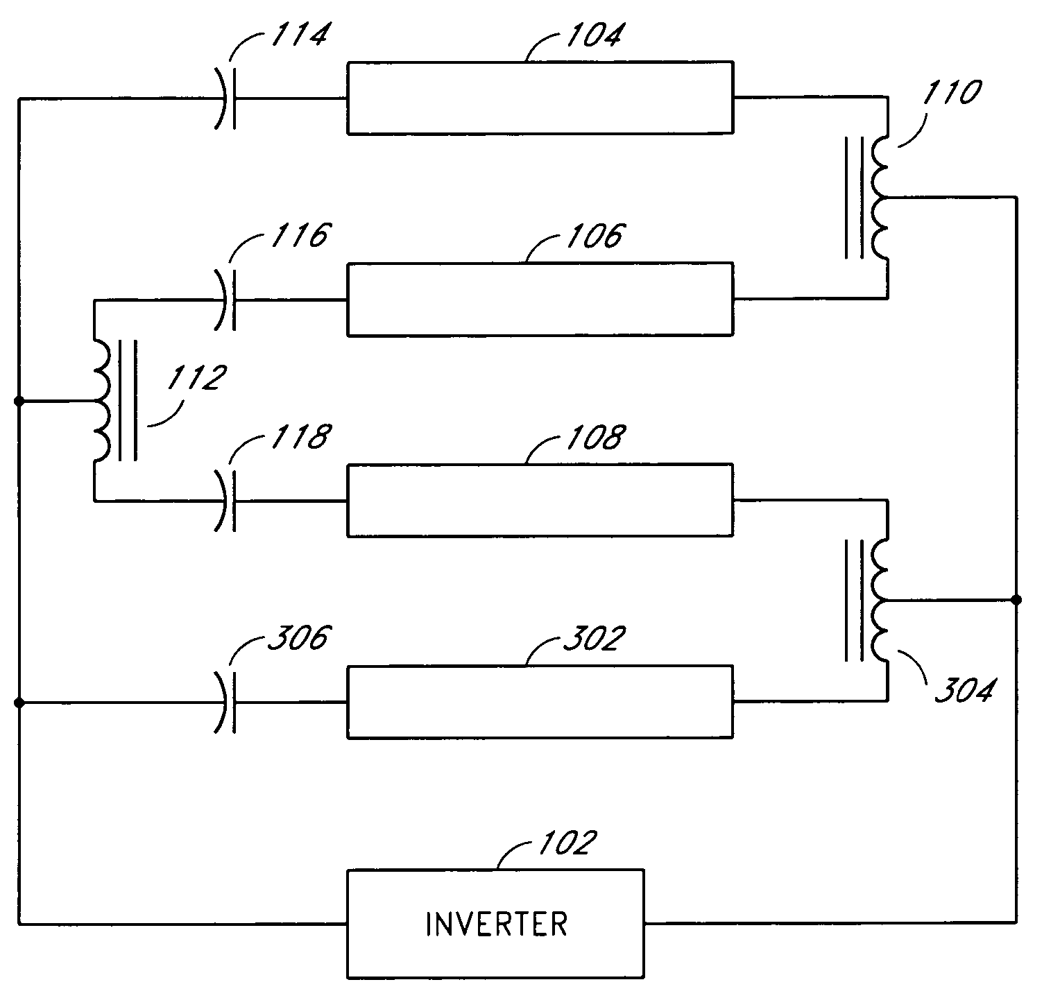 Nested balancing topology for balancing current among multiple lamps