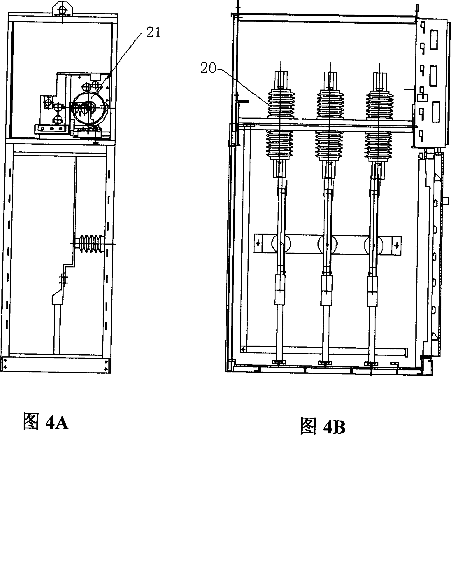 Mounting structure for isolating switch in medium voltage switch cabinet