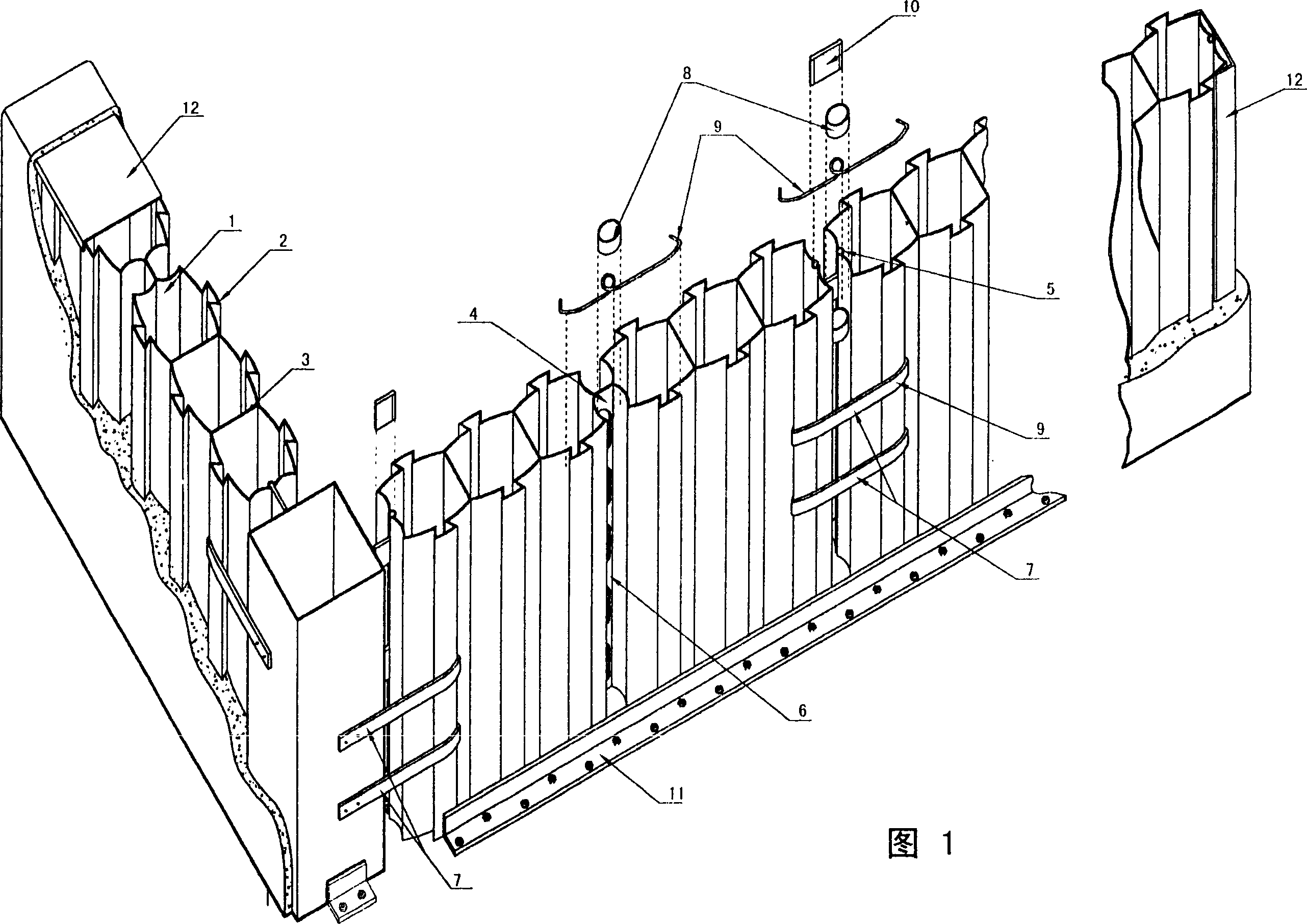 Cellular type hollow internal mould plate for building and its wall forming construction method