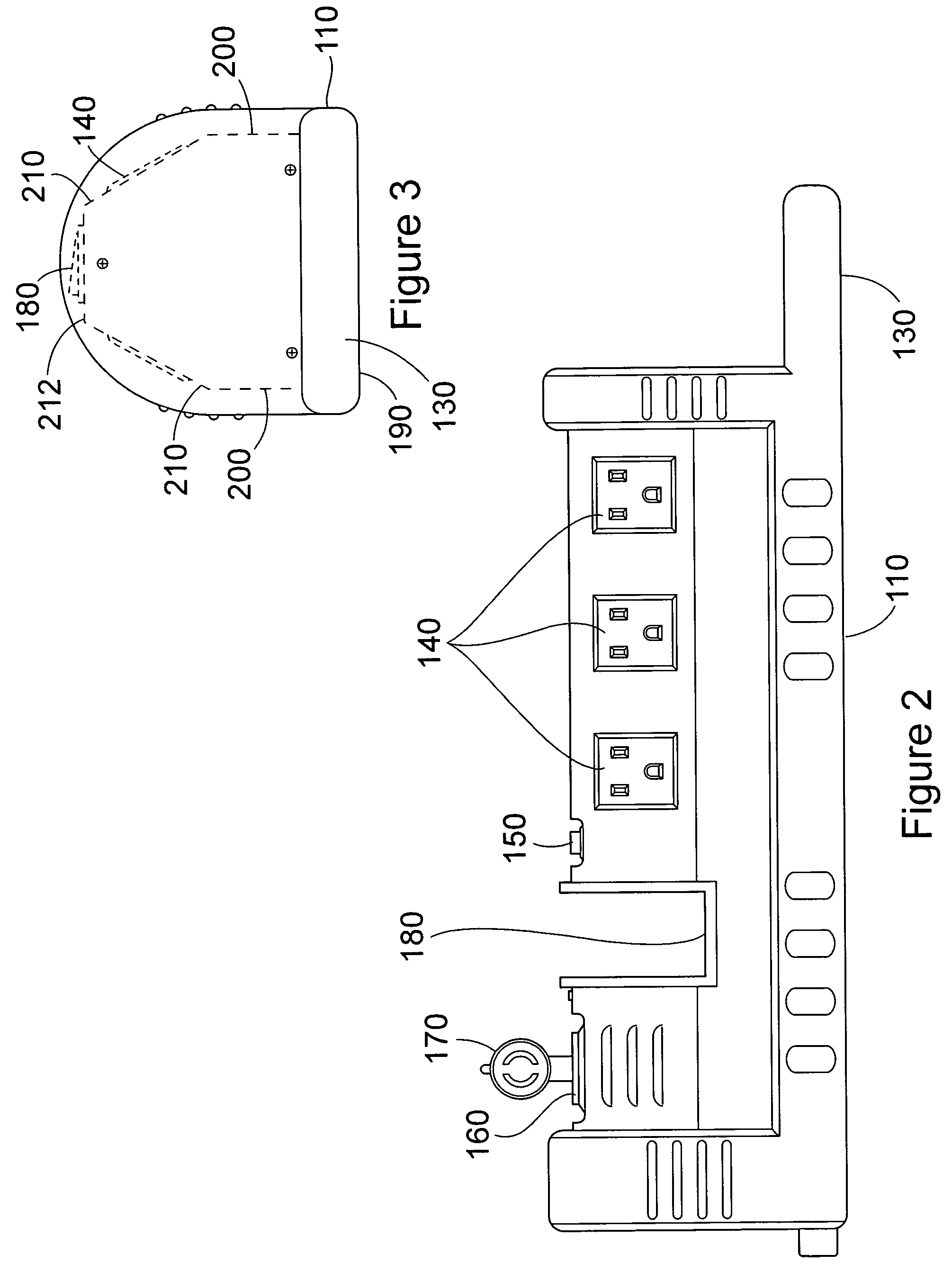 Power strip with 12 volt outlet