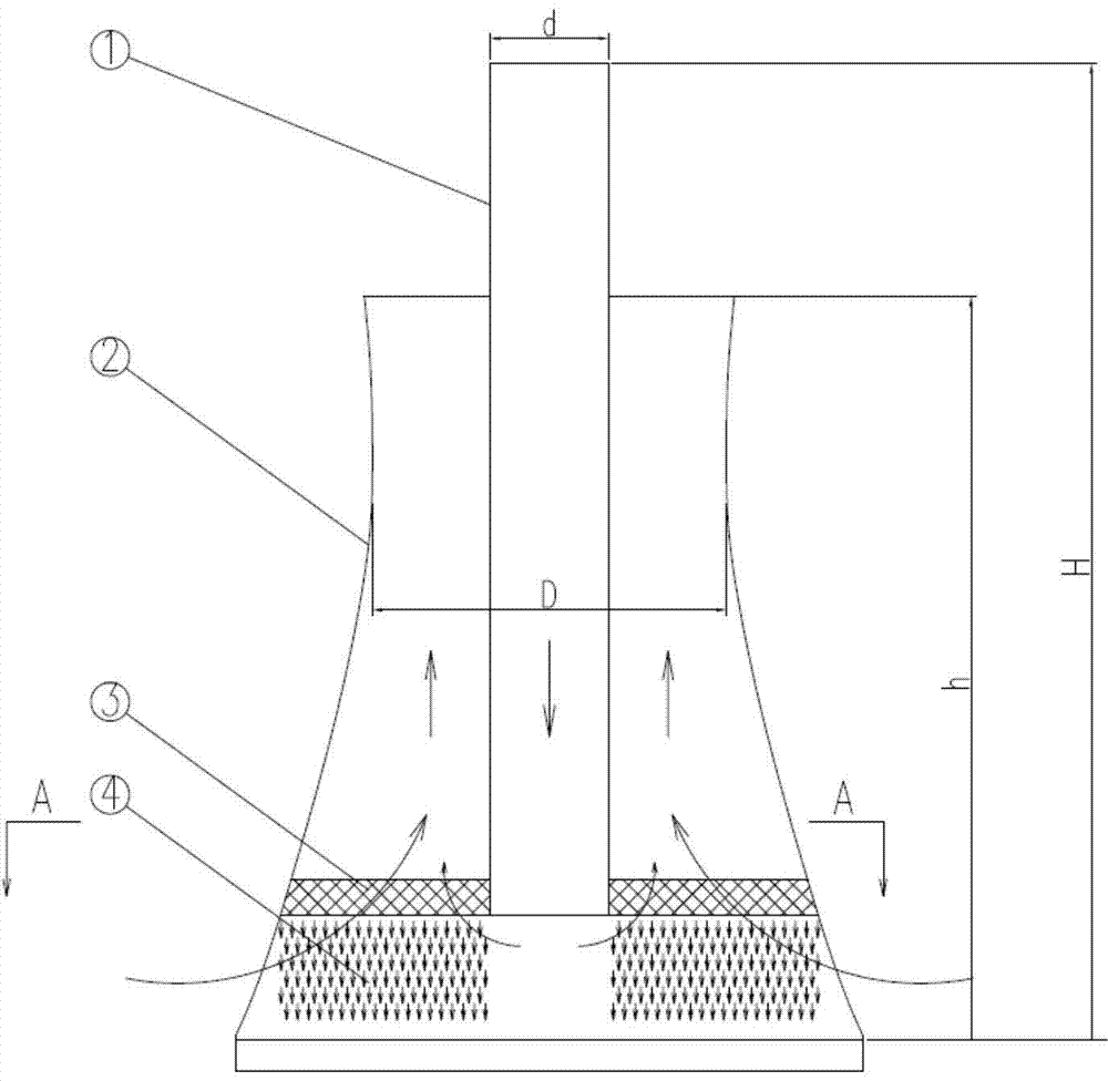 Double-layer wet-cooling tower with partitioning walls