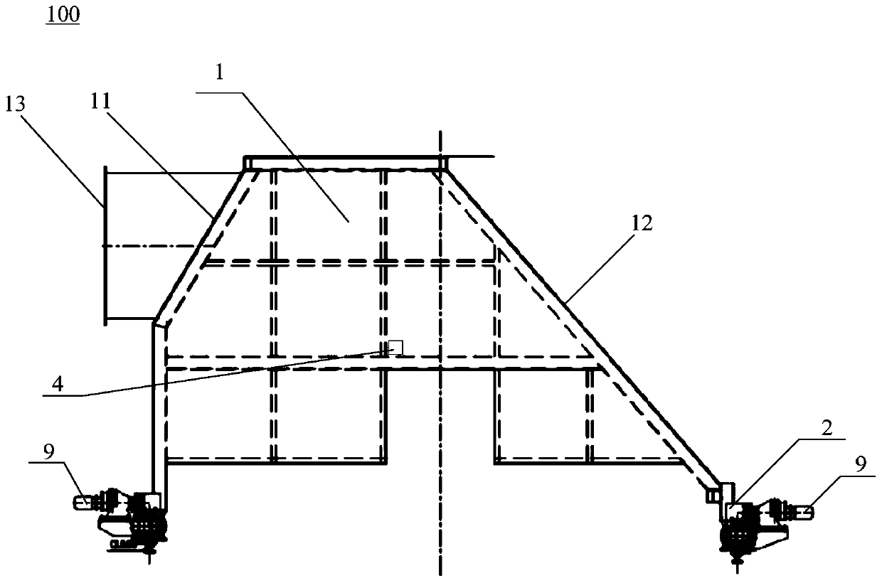 Movable cover vehicle and treatment method for water-containing flying dust in steel slag hot disintegration process