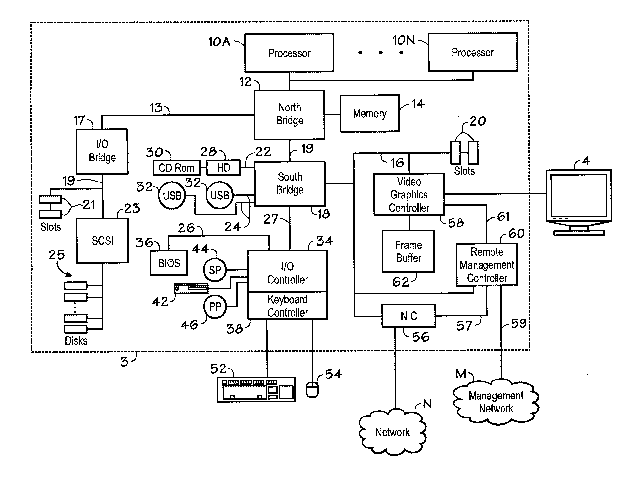 Method and apparatus for managing changes in a virtual screen buffer