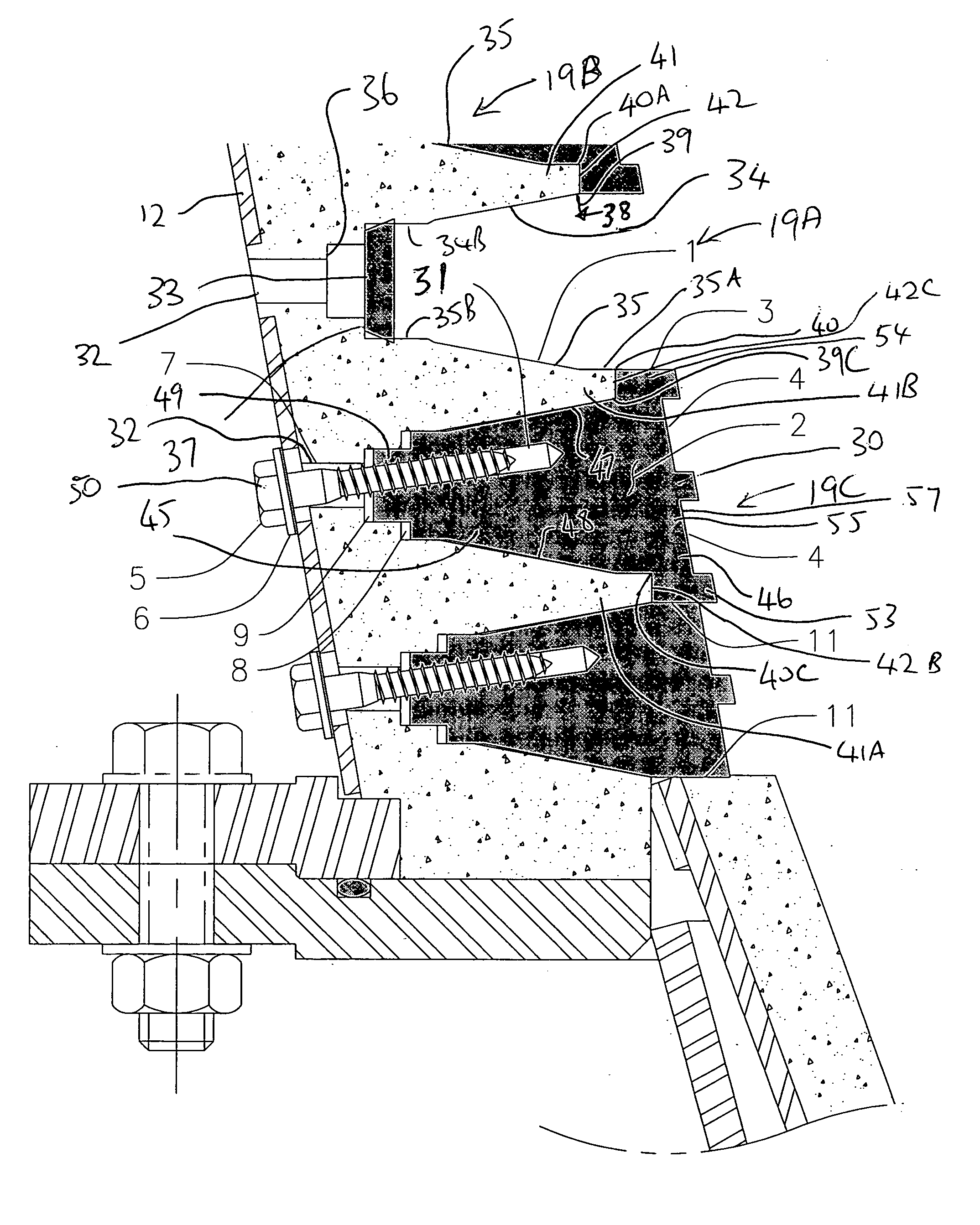 Centrifugal separator with fluid injection openings formed in a separate strip insert