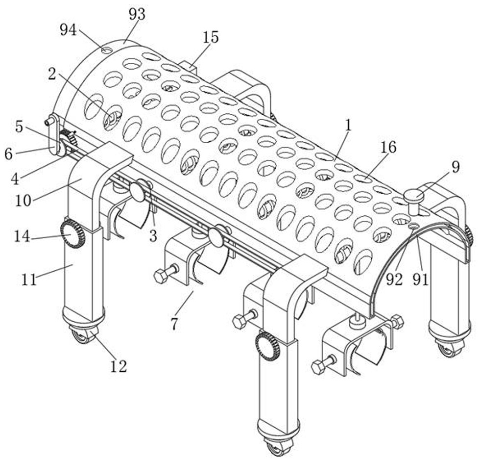 Underground sewer pipe clamping and fixing device with multiple fixing clamping points