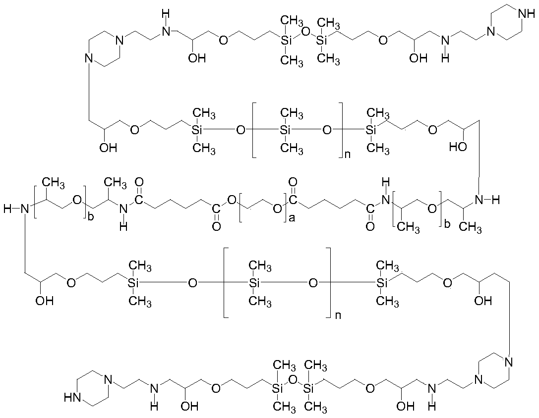 Preparation method of low-discoloration piperazinyl-terminated polyether ester amide modified block silicone oil