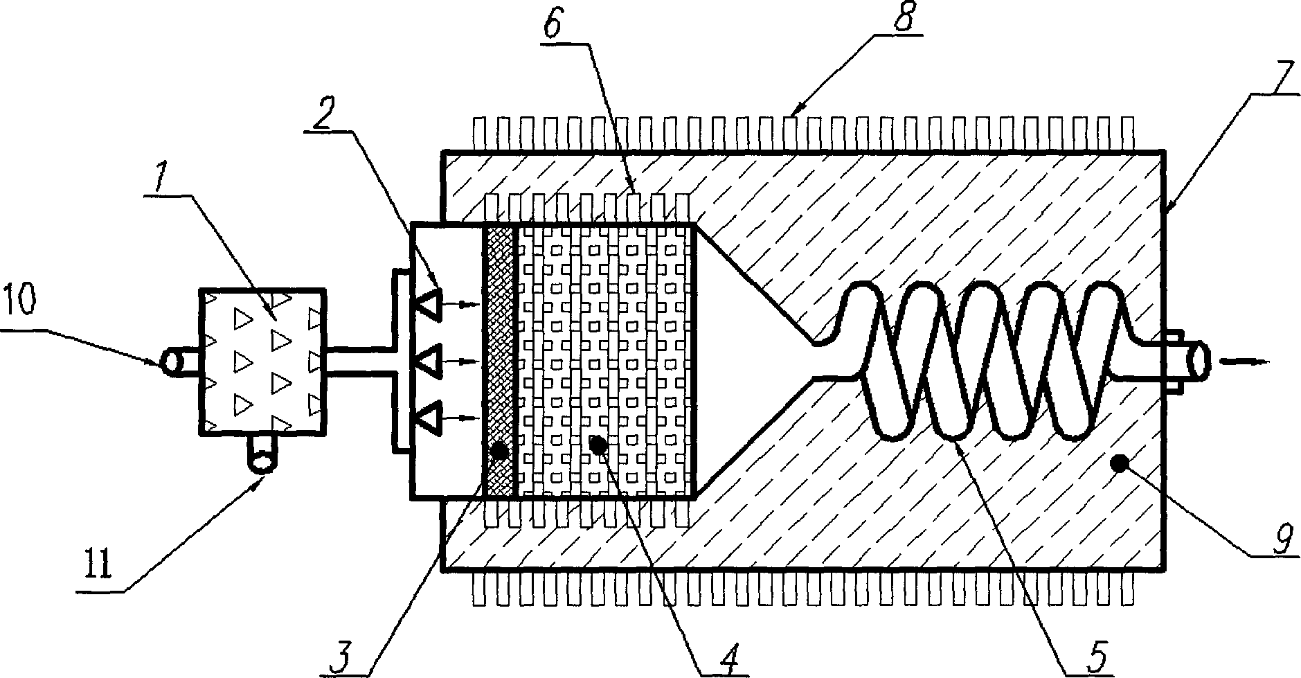 Heat exchange device of hydrogen catalytic combustor