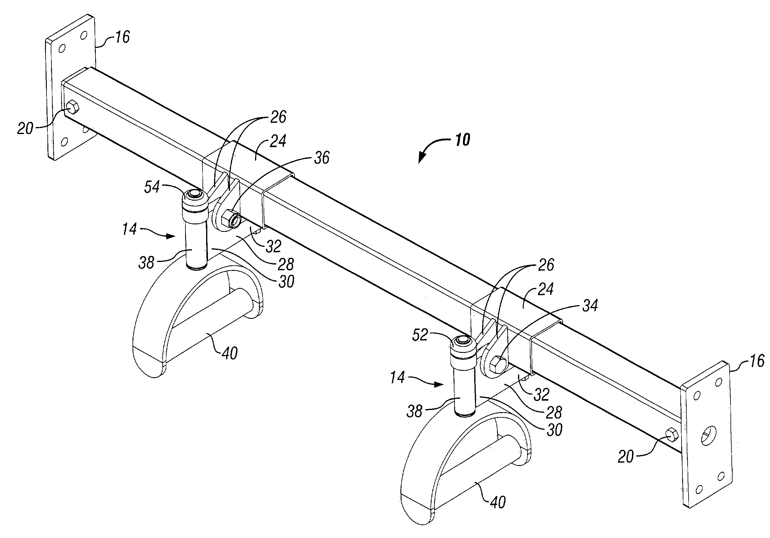 Chin up bar assembly with sliding and swiveling handles