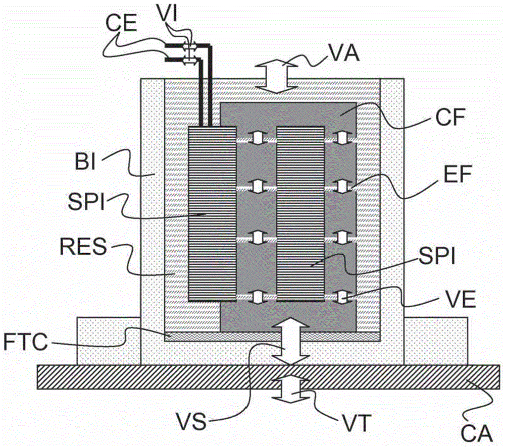 Inductive device limiting acoustic oscillations