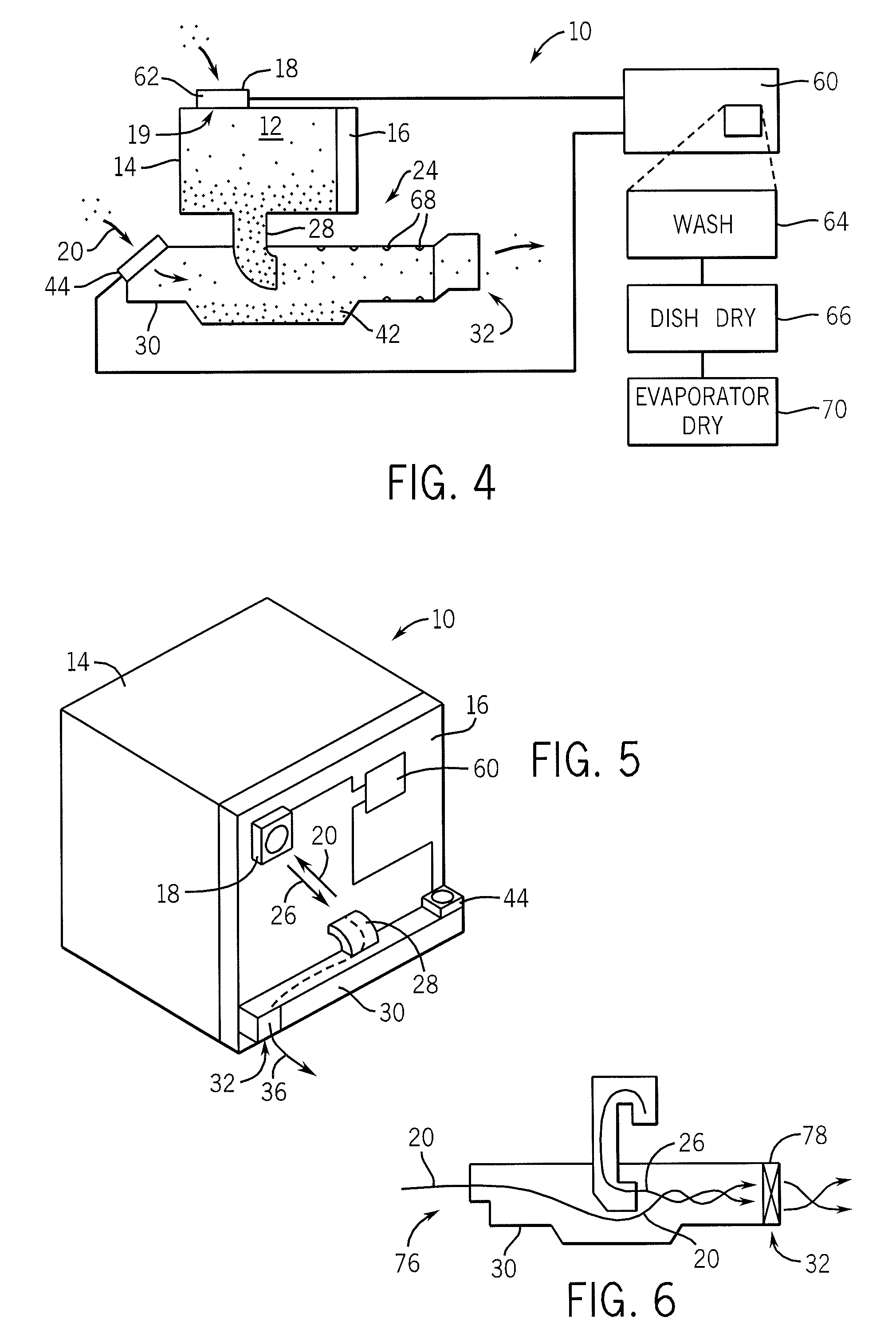 Humidity reducing exhaust duct for dishwasher