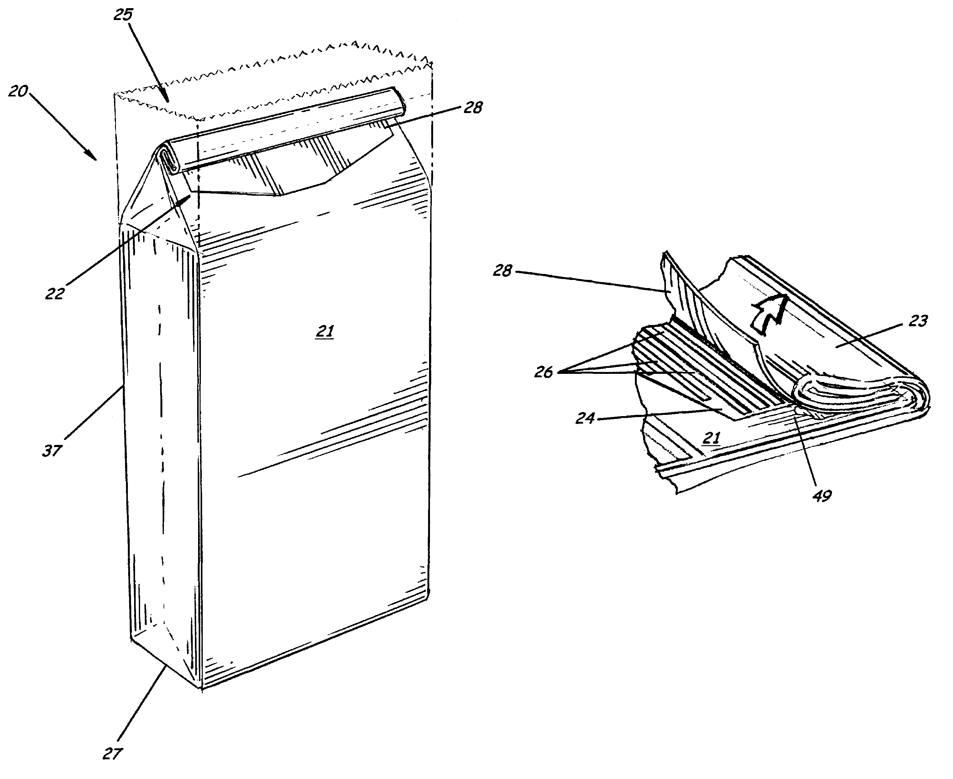 Bag having reclosable seal and associated methods