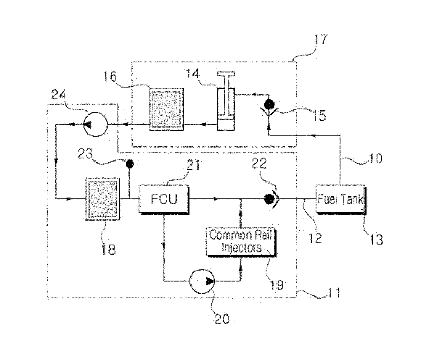 Fuel system for an excavator