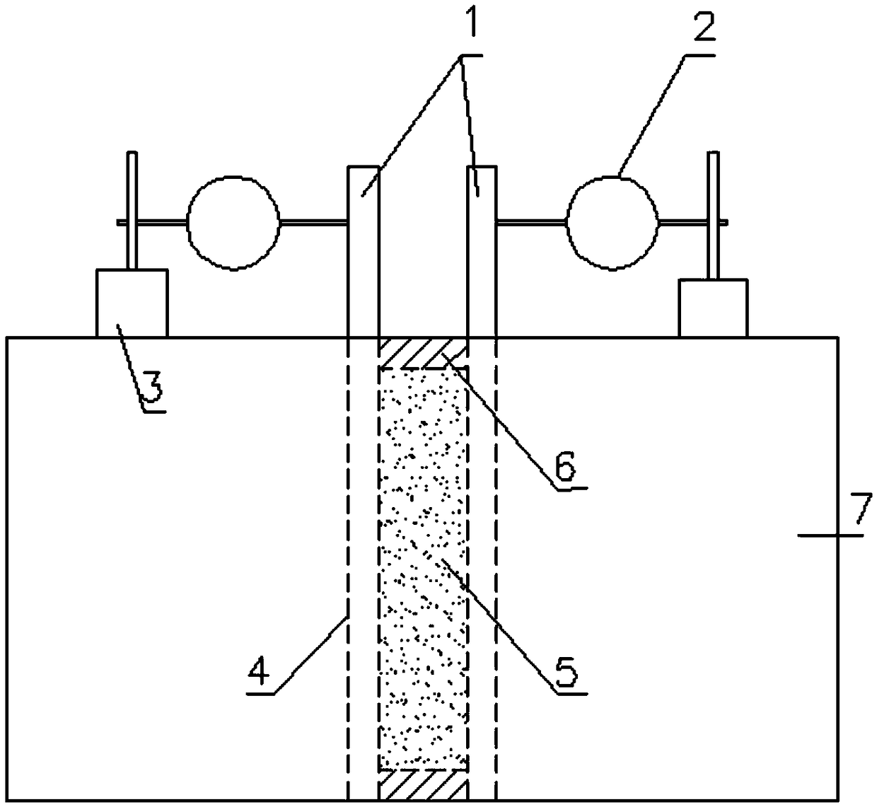 Through hole annular strain measuring device in static crushing process