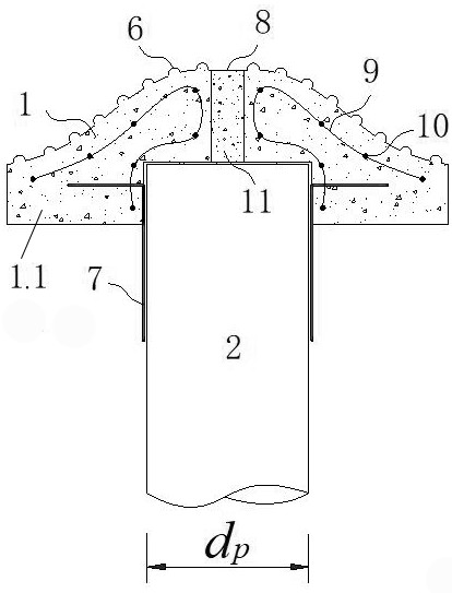 Prefabricated mushroom-shaped pile cap for pile-supported reinforced embankment