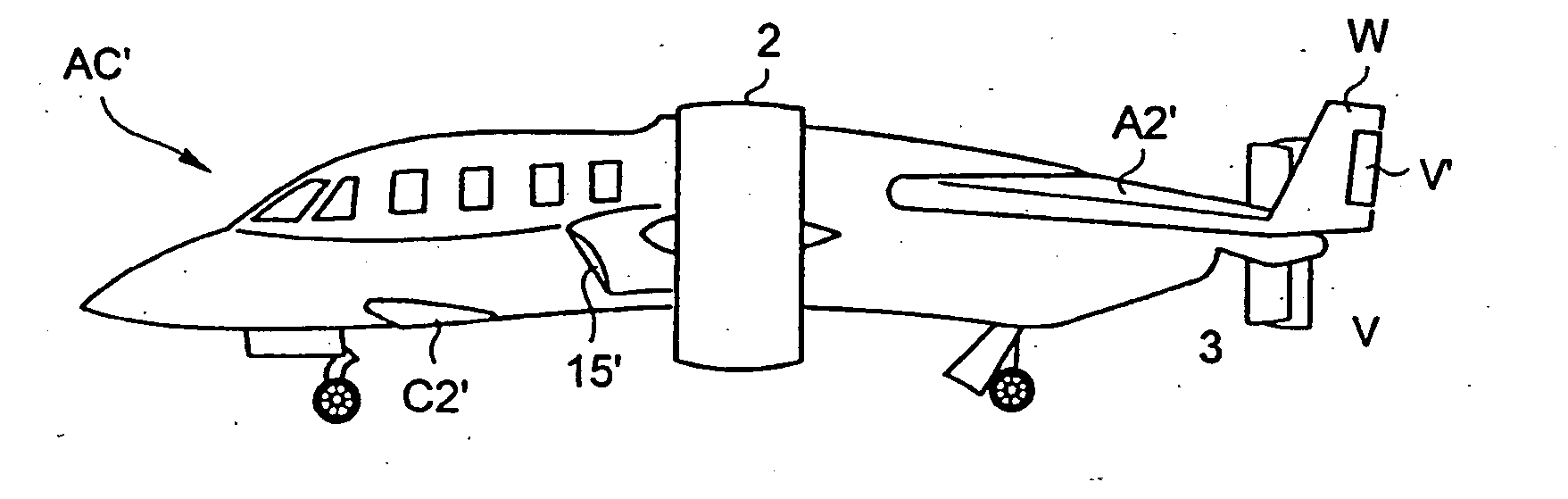 Convertible aircraft provided with two tilt fans on either side of the fuselage and with a third tilt fan arranged on the tail of the aircraft