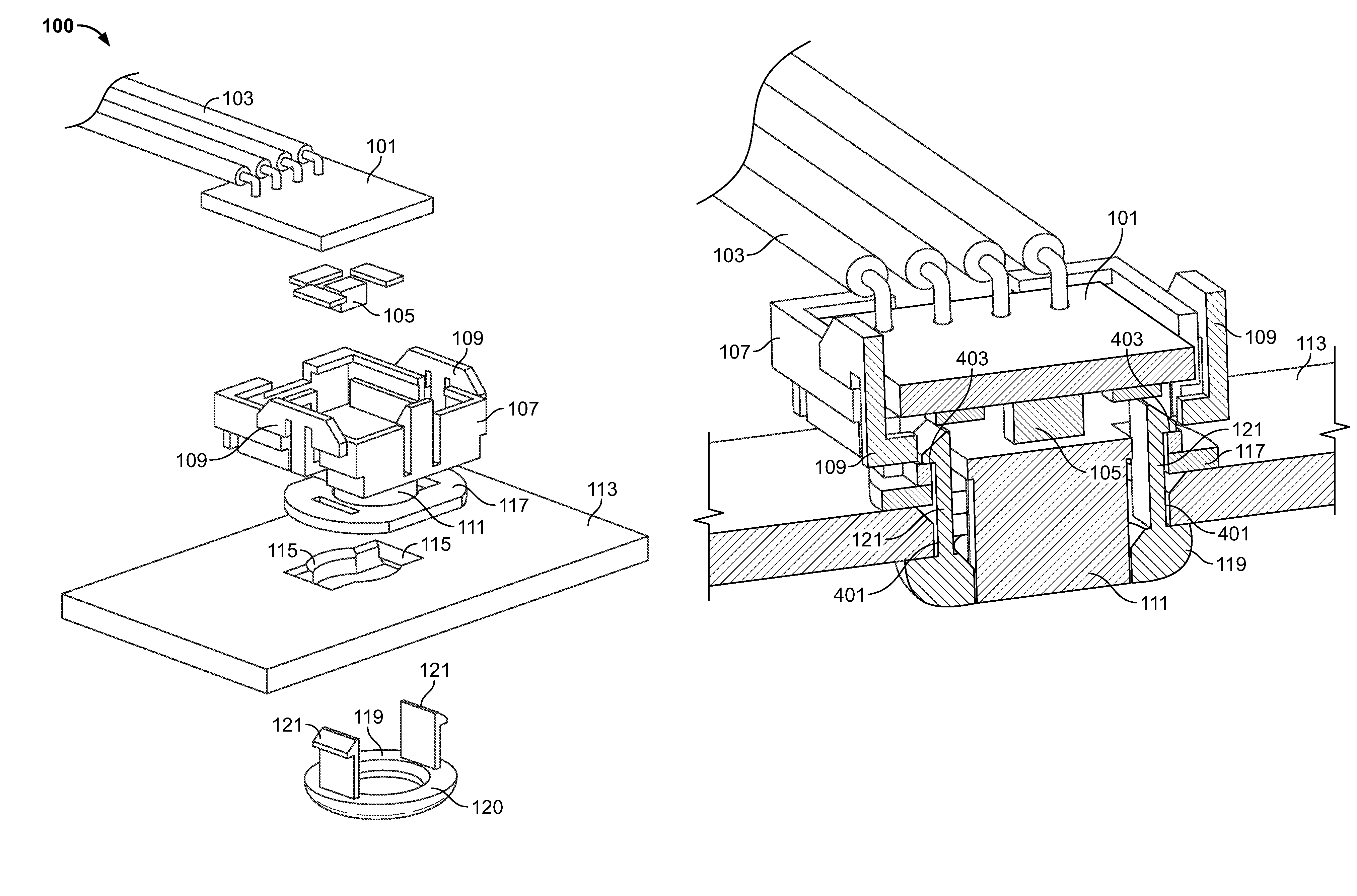 Panel mount light emitting element assembly