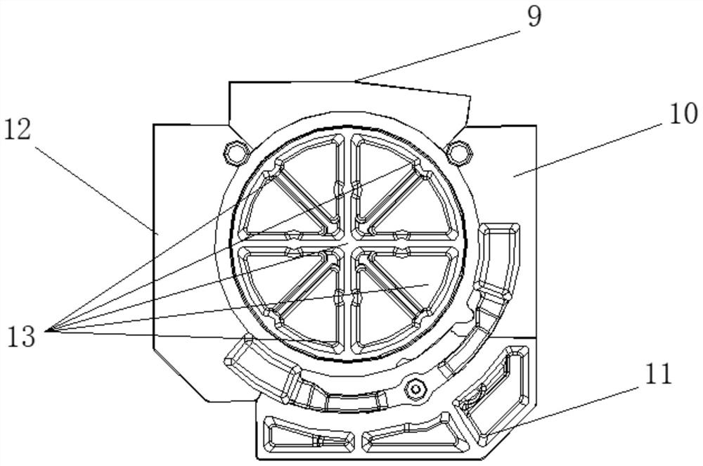 Casting process and casting mold for preventing air shrinkage cavities of automobile engine ductile iron flywheel shell casting