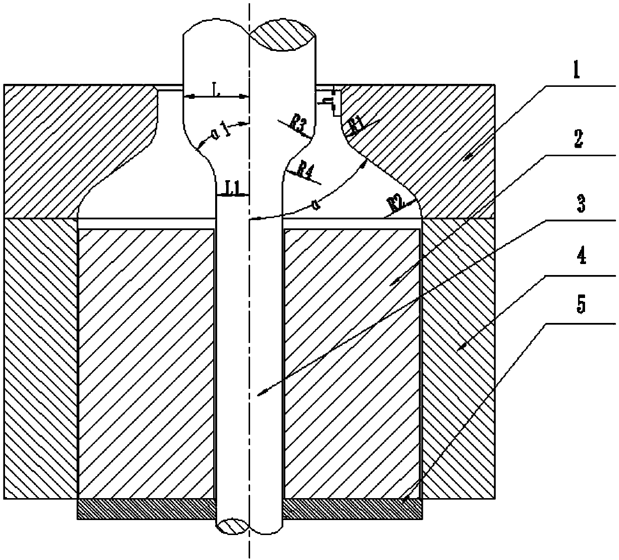 Design method of large-diameter thick-walled tube casting and extrusion compound forming mold cavity