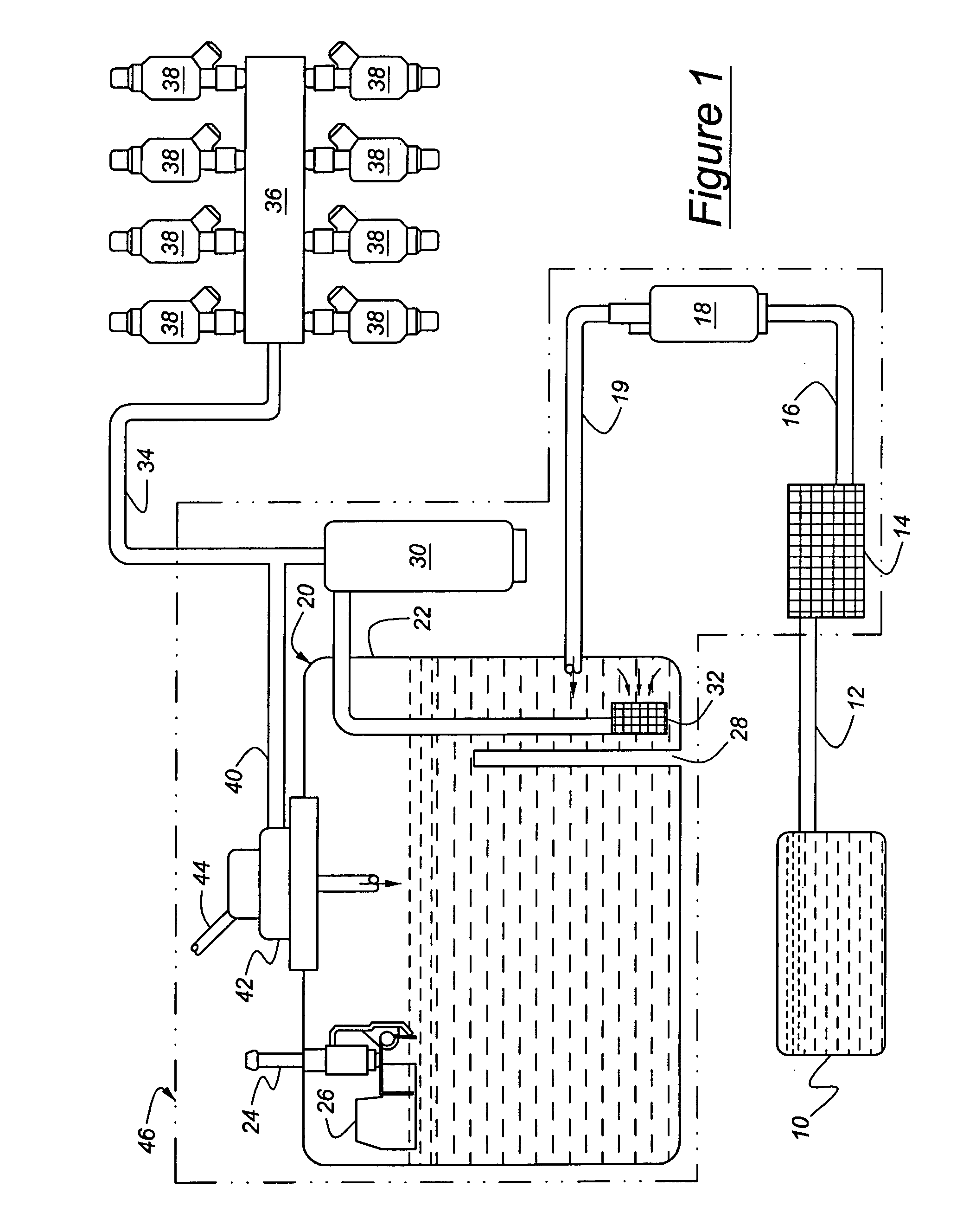 Marine vapor separator with bypass line