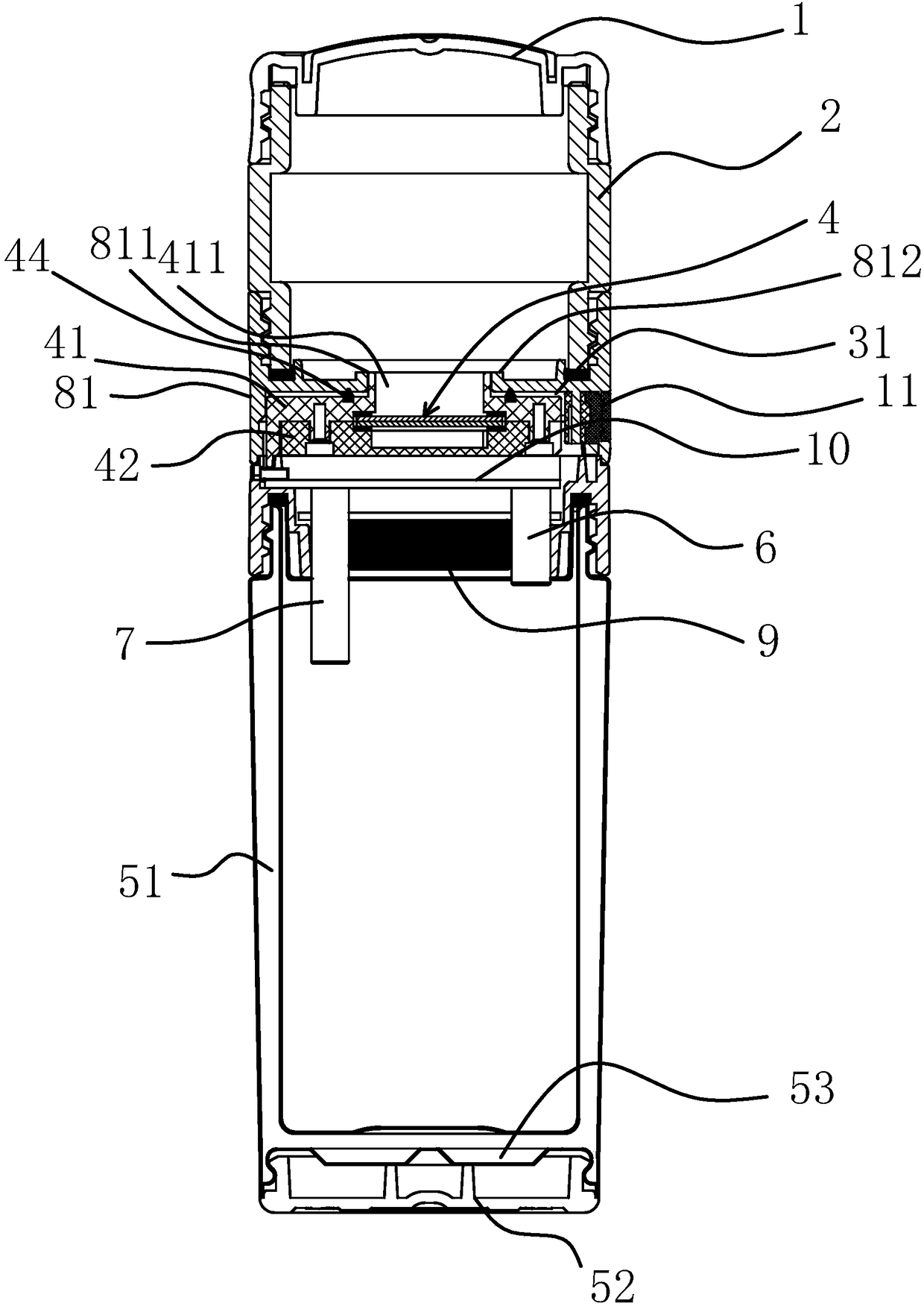 Hydrogen-enriched water cup having separate upper and lower bodies