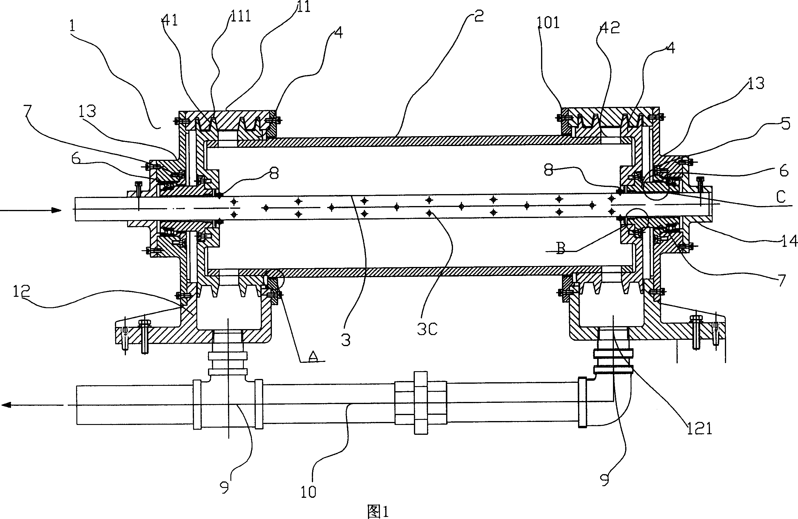 Water cooling device for printing machine cooling roll