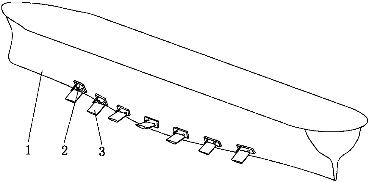 Anti-roll and anti-drag serial hydrofoils and ship equipped with anti-roll and anti-drag serial hydrofoils