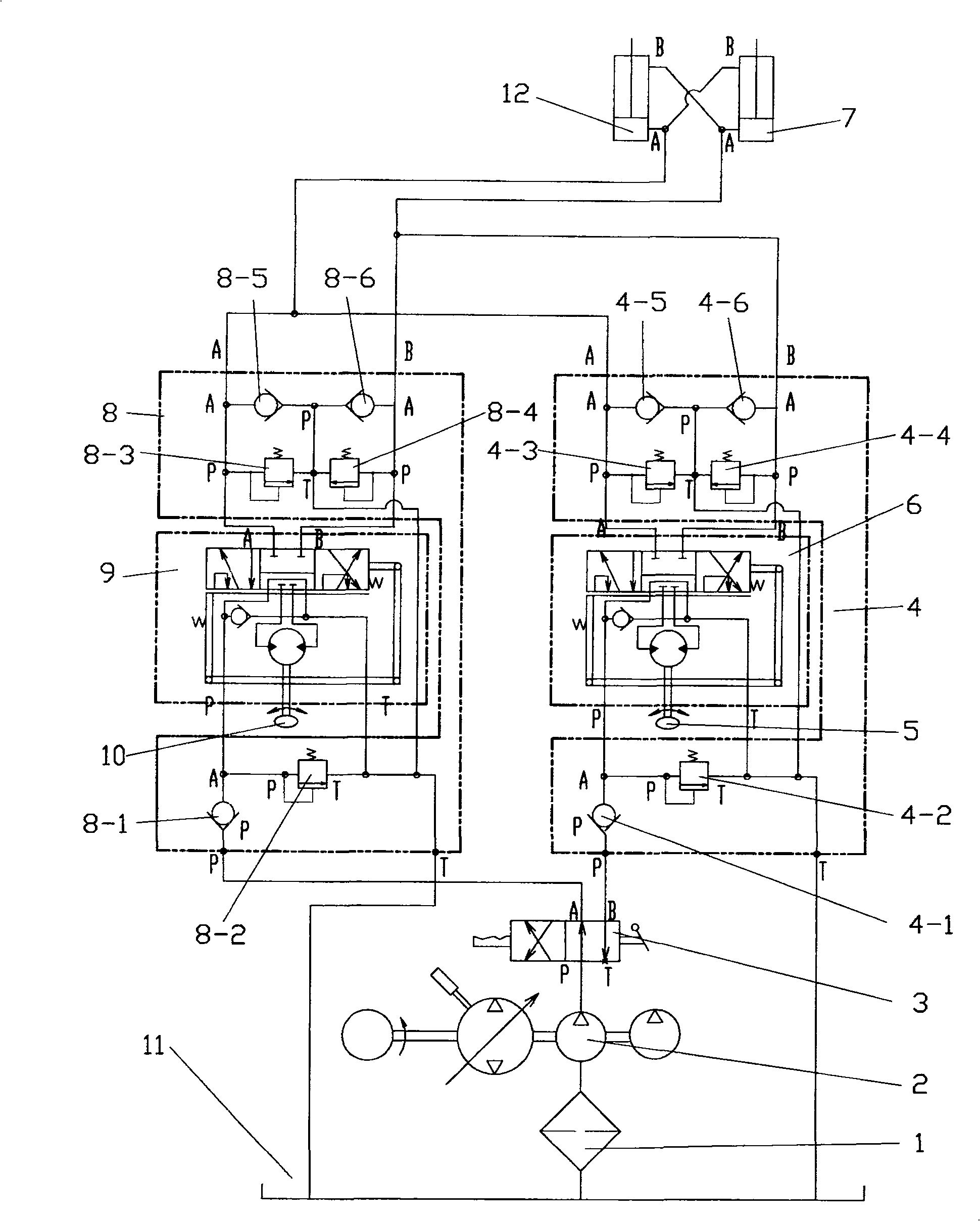 Bidirectional steering vehicle turning hydraulic system