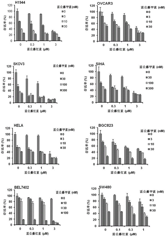 Application of triptolide and tripterine in preparation of antitumor drugs