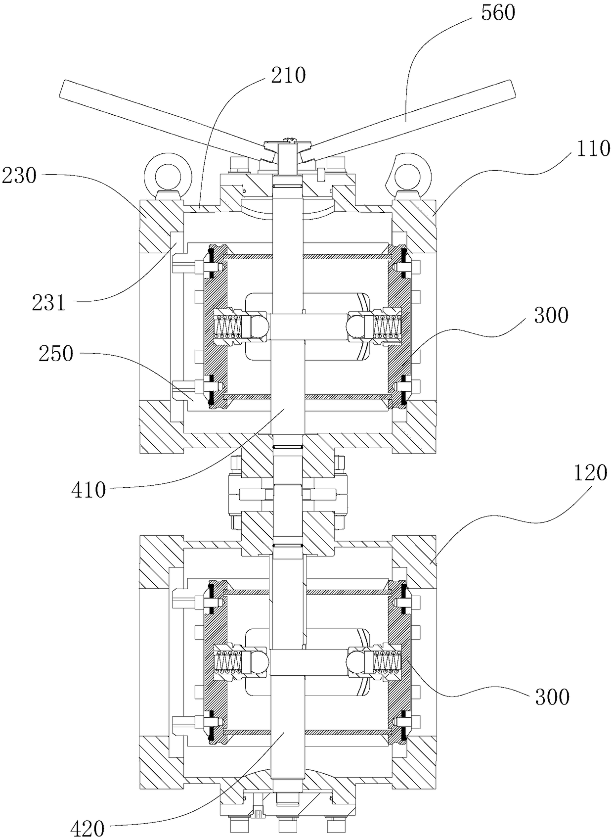 Differential pressure limiting type six-way switch valve for conveying fluid