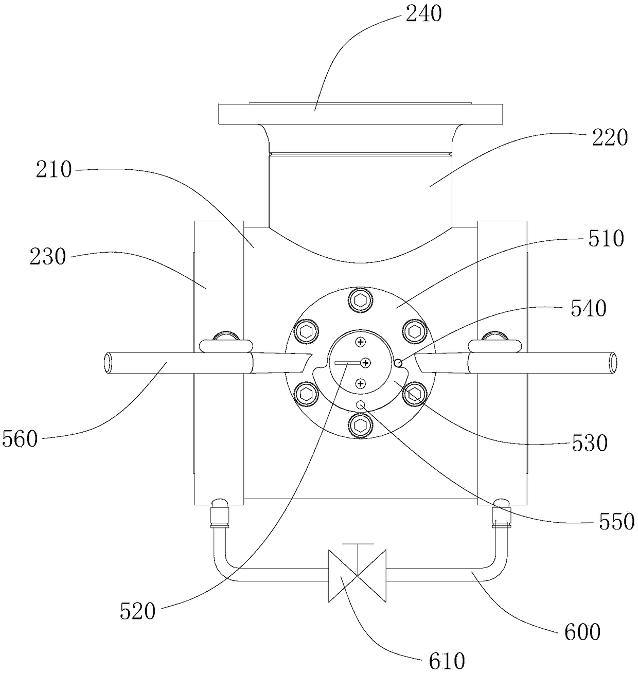 Differential pressure limiting type six-way switch valve for conveying fluid