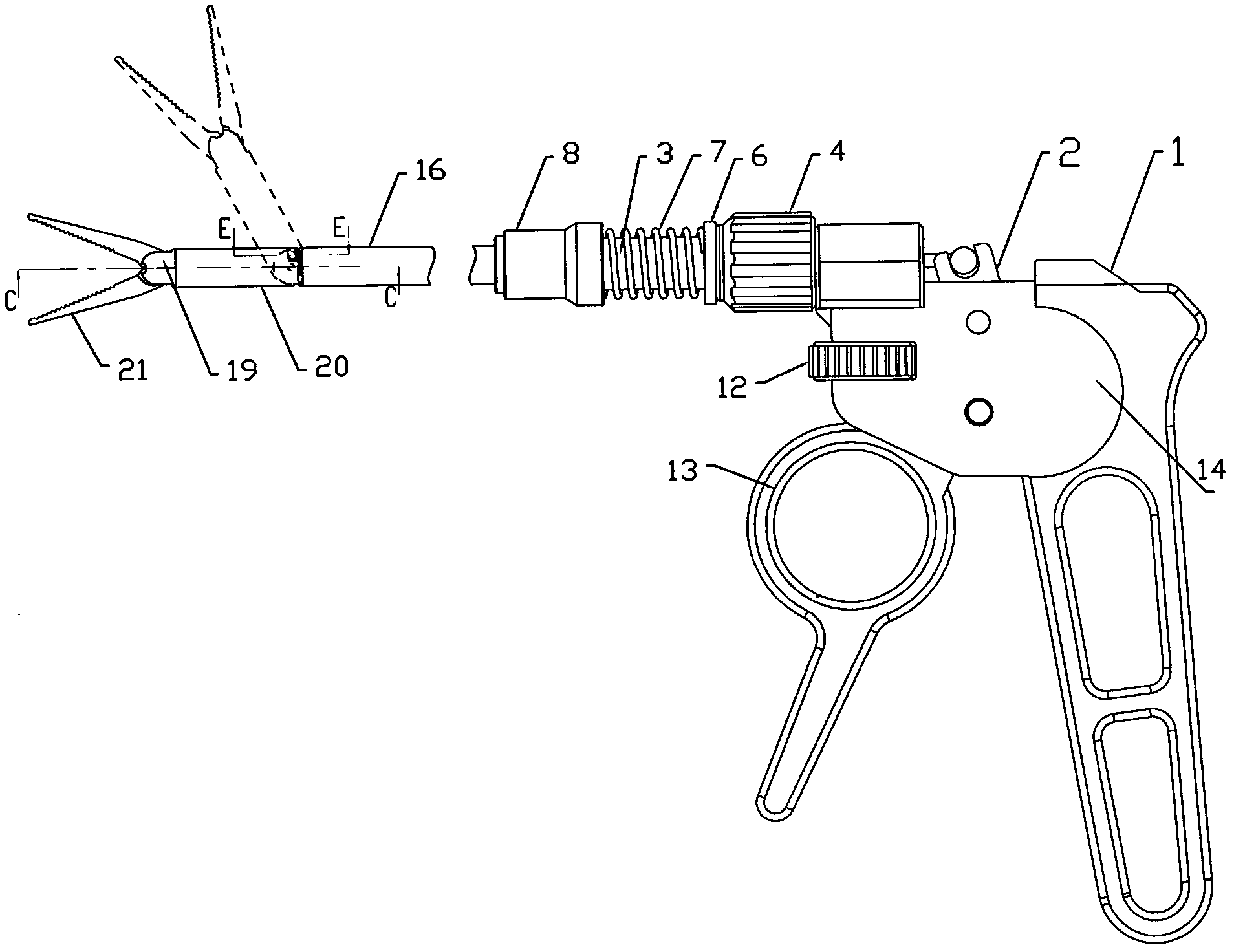 Laparoscope operating forceps capable of allowing bending angle of forceps head to be locked