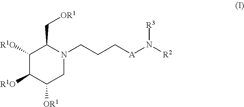 Alkylated imino sugars exhibiting glucosidase inhibition and their method of use