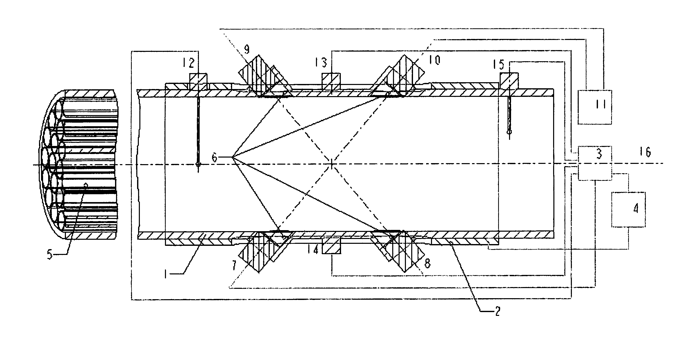 Ultrasonic gas flowmeter as well as device to measure exhaust flows of internal combustion engines and method to determine flow of gases