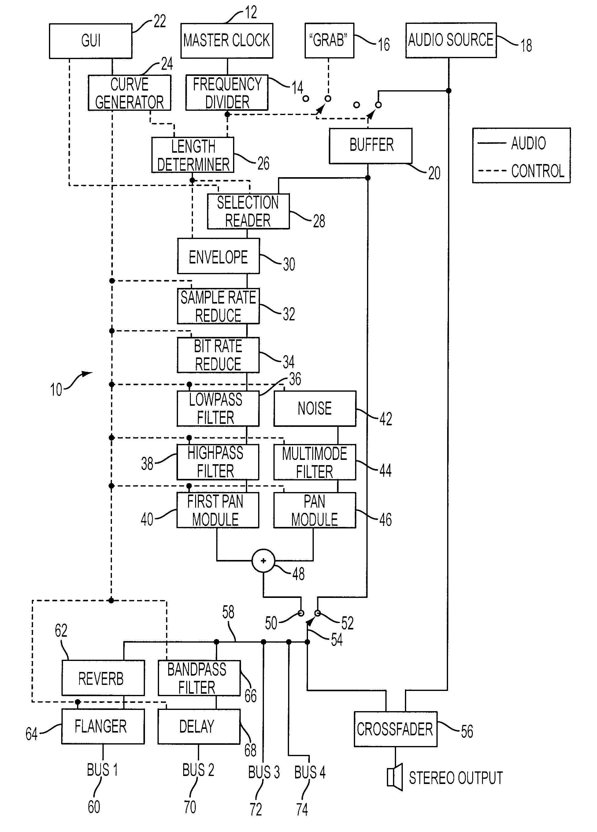 Time varying processing of repeated digital audio samples in accordance with a user defined effect