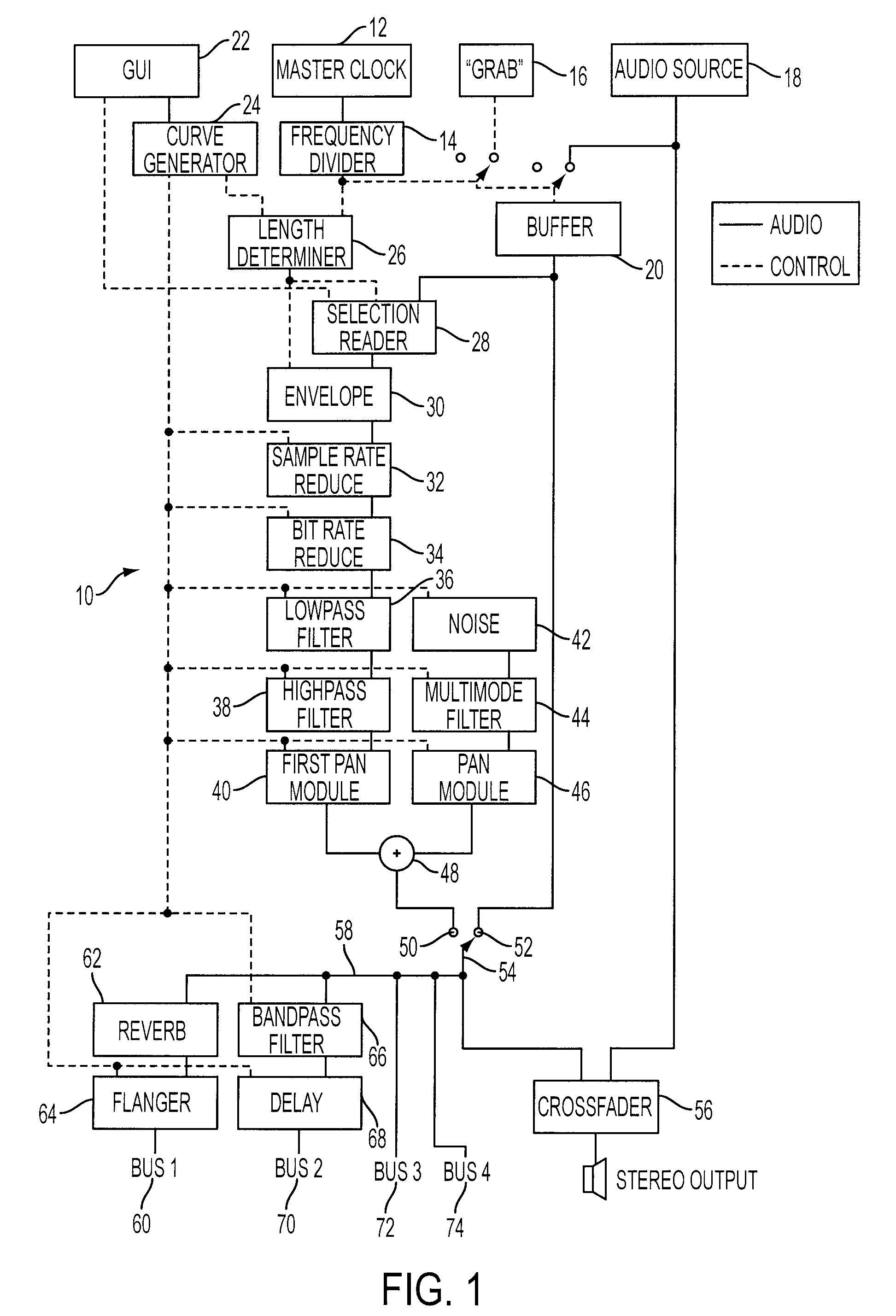 Time varying processing of repeated digital audio samples in accordance with a user defined effect