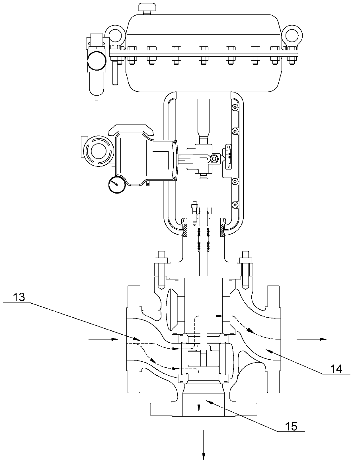 Three-way control valve structure