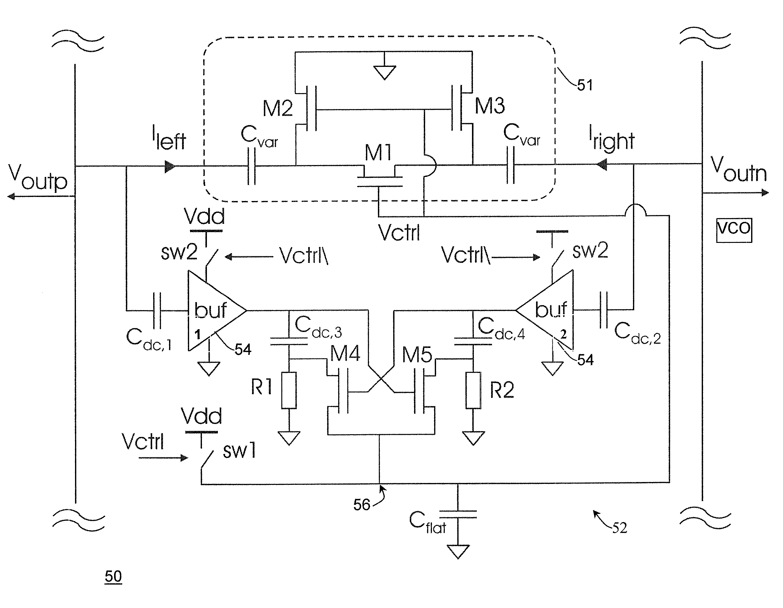 Varactor bank switching based on negative control voltage generation